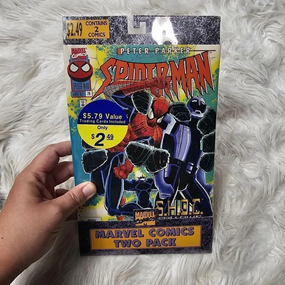 Lot Of 3 Comic 2 Packs Marvel With Trading Cards January 1997 Spider Man Captain